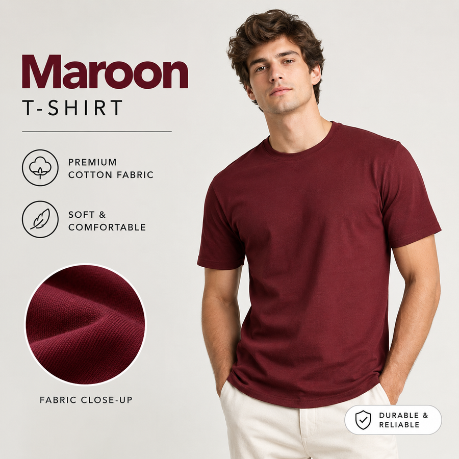 Classic Crew Neck Tee - Maroon