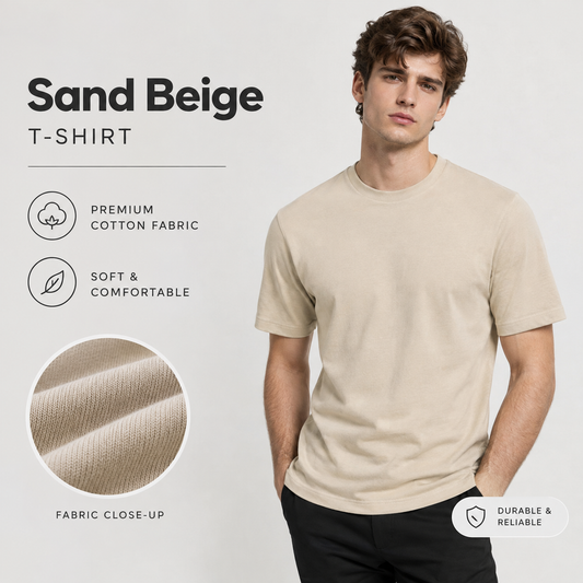 Classic Crew Neck Tee - Sand Beige